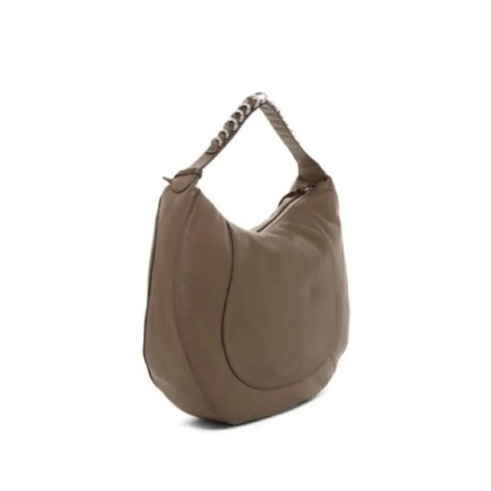 Vince Camuto Womens Brown Leather Large Hobo Shoulder Handbag New